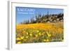 Saguaro National Park, Arizona - Poppies-Lantern Press-Framed Art Print