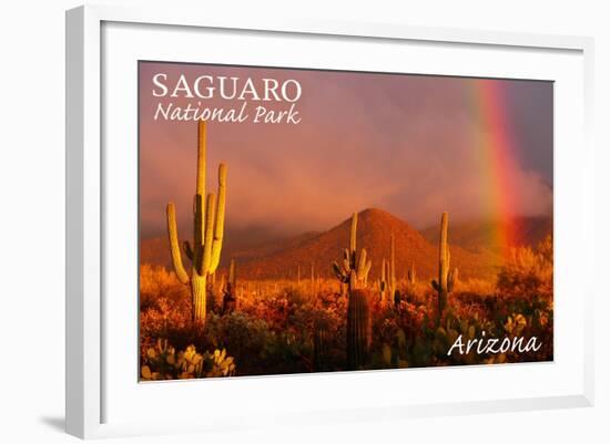 Saguaro National Park, Arizona - Rainbow-Lantern Press-Framed Art Print