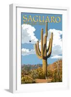 Saguaro National Park, Arizona - Roadrunner and Trail-Lantern Press-Framed Art Print