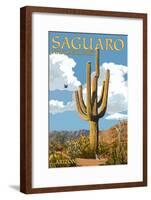 Saguaro National Park, Arizona - Roadrunner and Trail-Lantern Press-Framed Art Print