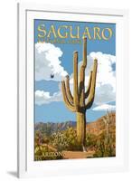 Saguaro National Park, Arizona - Roadrunner and Trail-Lantern Press-Framed Art Print