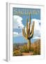 Saguaro National Park, Arizona - Roadrunner and Trail-Lantern Press-Framed Art Print