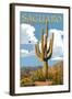 Saguaro National Park, Arizona - Roadrunner and Trail-Lantern Press-Framed Art Print
