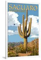 Saguaro National Park, Arizona - Roadrunner and Trail-Lantern Press-Framed Art Print