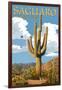 Saguaro National Park, Arizona - Roadrunner and Trail-Lantern Press-Framed Art Print