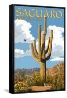 Saguaro National Park, Arizona - Roadrunner and Trail-Lantern Press-Framed Stretched Canvas