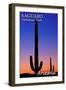 Saguaro National Park, Arizona - Sunset and Moon Crescent-Lantern Press-Framed Art Print