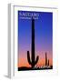 Saguaro National Park, Arizona - Sunset and Moon Crescent-Lantern Press-Framed Art Print