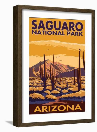 Saguaro National Park, Arizona-Lantern Press-Framed Art Print