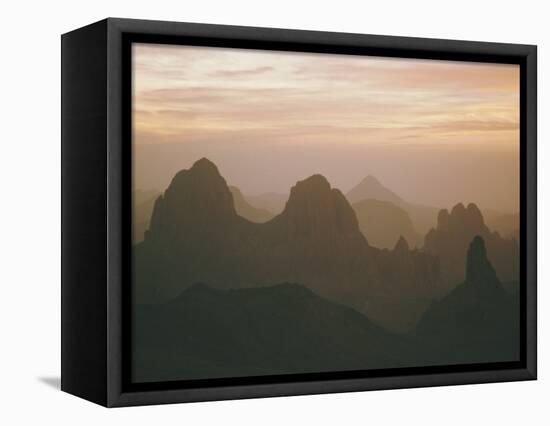 Sahara Desert, Hoggar Mountains, Sunrise Over Assekrem, Algeria, North Africa-David Poole-Framed Stretched Canvas