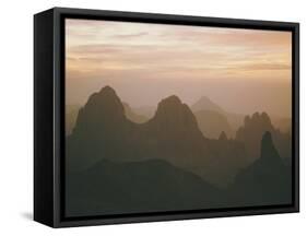 Sahara Desert, Hoggar Mountains, Sunrise Over Assekrem, Algeria, North Africa-David Poole-Framed Stretched Canvas