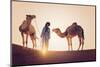 Sahara Desert, Morocco. Silhouette on the Dunes at Sunset.-Marco Bottigelli-Mounted Photographic Print