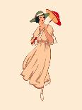 Art Nouveau Spring Fashion Girl with Umbrella-sahuad-Mounted Art Print