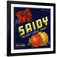 Saidy Brand - Holtville, California - Citrus Crate Label-Lantern Press-Framed Art Print