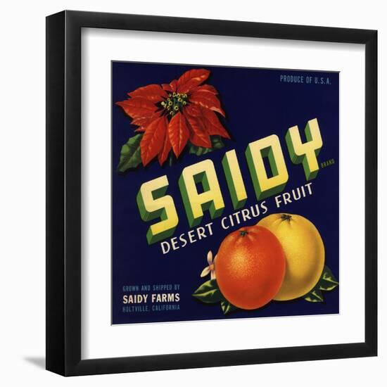 Saidy Brand - Holtville, California - Citrus Crate Label-Lantern Press-Framed Art Print