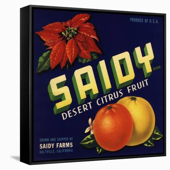 Saidy Brand - Holtville, California - Citrus Crate Label-Lantern Press-Framed Stretched Canvas