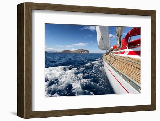 Sail Boat in Sardinia Coast, Italy-ilfede-Framed Photographic Print