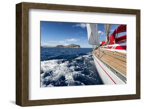 Sail Boat in Sardinia Coast, Italy-ilfede-Framed Photographic Print