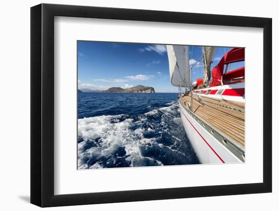 Sail Boat in Sardinia Coast, Italy-ilfede-Framed Photographic Print