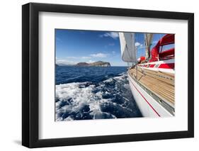 Sail Boat in Sardinia Coast, Italy-ilfede-Framed Photographic Print