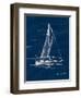 Sail Boat on Blue Burlap I-Lanie Loreth-Framed Art Print