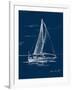 Sail Boat on Blue Burlap I-Lanie Loreth-Framed Art Print