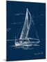 Sail Boat on Blue Burlap I-Lanie Loreth-Mounted Art Print