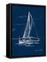 Sail Boat on Blue Burlap I-Lanie Loreth-Framed Stretched Canvas