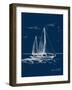 Sail Boat on Blue Burlap II-Lanie Loreth-Framed Art Print