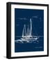 Sail Boat on Blue Burlap II-Lanie Loreth-Framed Art Print