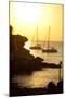 Sail Boats Anchored at Sunset Near Cala Soana, Formentera, Spain-Day's Edge Productions-Mounted Photographic Print