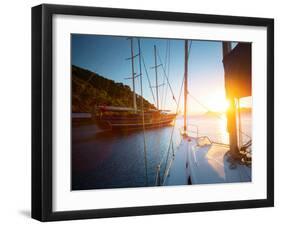 Sail Boats Anchored in a Calm Blue Water Bay of Skopea Limani. Turkey-Dudarev Mikhail-Framed Photographic Print