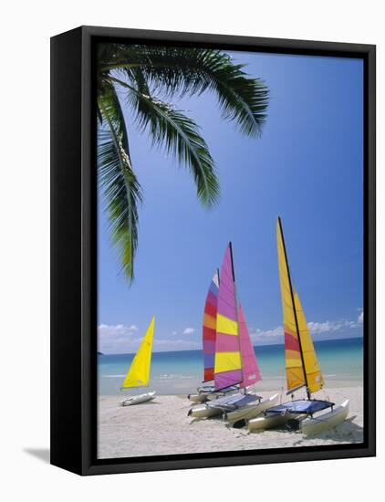 Sail Boats on Chaweng Beach, East Coast, Koh Samui (Ko Samui), Thailand-Robert Francis-Framed Stretched Canvas