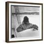 Sail Maker Howard Boston Sitting in His Craft at Northwest Ice Yacht Regatta-George Skadding-Framed Photographic Print