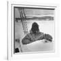 Sail Maker Howard Boston Sitting in His Craft at Northwest Ice Yacht Regatta-George Skadding-Framed Photographic Print