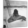 Sail Maker Howard Boston Sitting in His Craft at Northwest Ice Yacht Regatta-George Skadding-Mounted Photographic Print