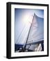 Sail of the Yacht Fluttering in the Wind, Summer Adventure, Sea Cruise on Sailboat, Yachting Sport,-Anna Omelchenko-Framed Photographic Print