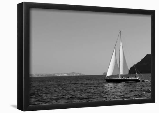 Sailboat Aegean Sea Santorini Greece-null-Framed Poster