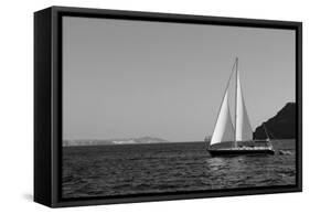 Sailboat Aegean Sea Santorini Greece-null-Framed Stretched Canvas