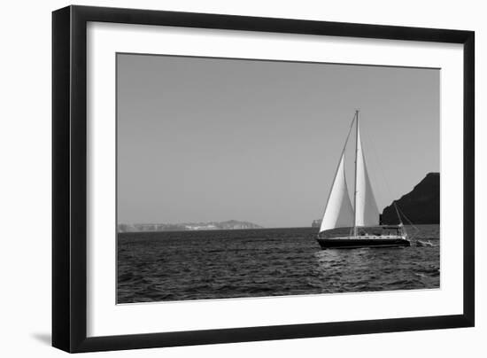 Sailboat Aegean Sea Santorini Greece-null-Framed Photo