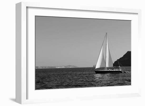 Sailboat Aegean Sea Santorini Greece-null-Framed Photo