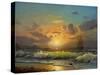Sailboat Against A Background Of Sea Sunset, Oil Painting-Lilun-Stretched Canvas