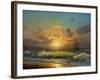 Sailboat Against A Background Of Sea Sunset, Oil Painting-Lilun-Framed Art Print