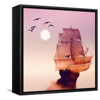 Sailboat against a Beautiful Landscape-Eva Bidiuk-Framed Stretched Canvas