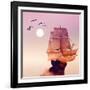 Sailboat against a Beautiful Landscape-Eva Bidiuk-Framed Art Print