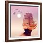 Sailboat against a Beautiful Landscape-Eva Bidiuk-Framed Art Print