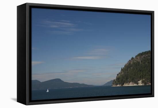 Sailboat and Islands, San Juan Islands, Washington, USA-Merrill Images-Framed Stretched Canvas