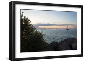 Sailboat And Pier At Dusk-Anthony Paladino-Framed Giclee Print