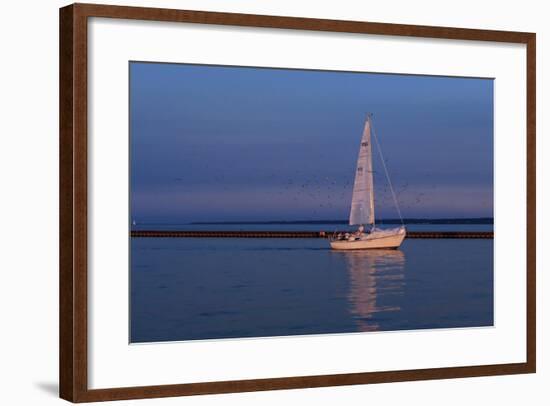 Sailboat And Seagulls At Dusk-Anthony Paladino-Framed Giclee Print