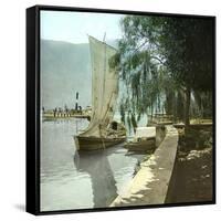 Sailboat and Steamboat on Lake Lugano, Circa 1890-Leon, Levy et Fils-Framed Stretched Canvas